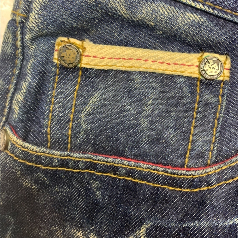 The Heritage by America 1776 light acid wash deconstructed denim jeans 34/33 - Picture 11 of 13